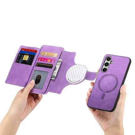 For Samsung Galaxy A05s 4G Magnetic Leather Case with Detachable RFID Blocking Zipper Wallet Cover