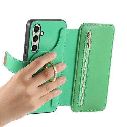 For Samsung Galaxy A05s 4G Magnetic Leather Case with Detachable RFID Blocking Zipper Wallet Cover