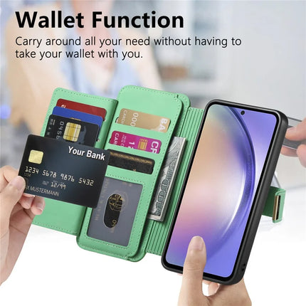 For Samsung Galaxy A05s 4G Magnetic Leather Case with Detachable RFID Blocking Zipper Wallet Cover