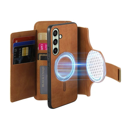 For Samsung Galaxy A05s 4G Magnetic Leather Case with Detachable RFID Blocking Zipper Wallet Cover