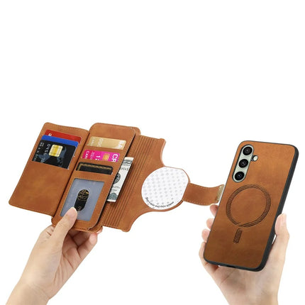 For Samsung Galaxy A05s 4G Magnetic Leather Case with Detachable RFID Blocking Zipper Wallet Cover