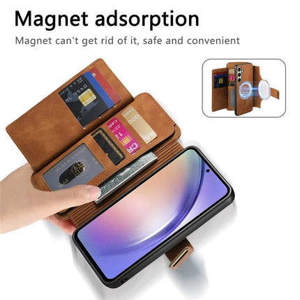 For Samsung Galaxy A05s 4G Magnetic Leather Case with Detachable RFID Blocking Zipper Wallet Cover