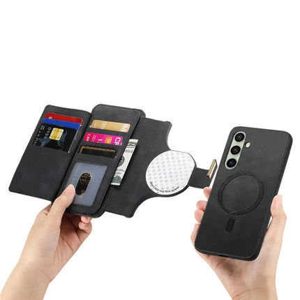 For Samsung Galaxy A05s 4G Magnetic Leather Case with Detachable RFID Blocking Zipper Wallet Cover