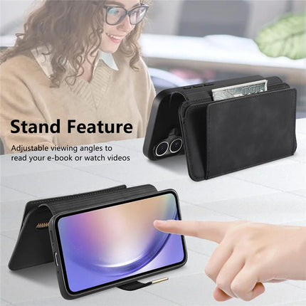 For Samsung Galaxy A05s 4G Magnetic Leather Case with Detachable RFID Blocking Zipper Wallet Cover