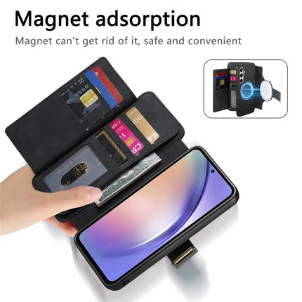 For Samsung Galaxy A05s 4G Magnetic Leather Case with Detachable RFID Blocking Zipper Wallet Cover