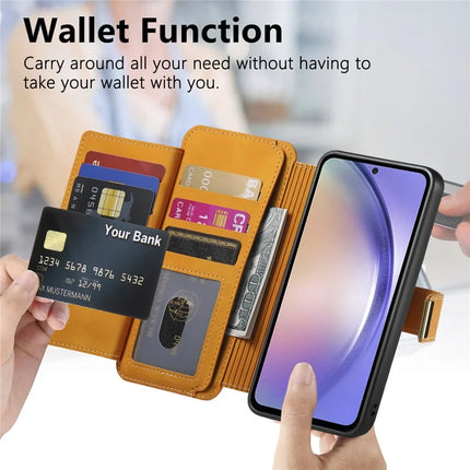 For Samsung Galaxy A05s 4G Magnetic Leather Case with Detachable RFID Blocking Zipper Wallet Cover