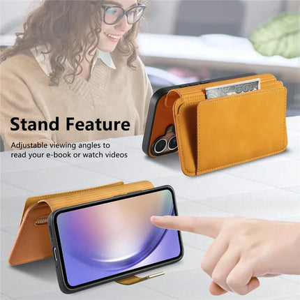 For Samsung Galaxy A05s 4G Magnetic Leather Case with Detachable RFID Blocking Zipper Wallet Cover