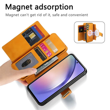 For Samsung Galaxy A05s 4G Magnetic Leather Case with Detachable RFID Blocking Zipper Wallet Cover