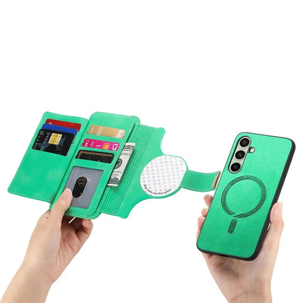 For Samsung Galaxy A35 5G Magnetic Leather Case with Detachable RFID Blocking Zipper Wallet Cover
