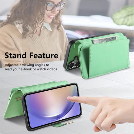 For Samsung Galaxy A35 5G Magnetic Leather Case with Detachable RFID Blocking Zipper Wallet Cover
