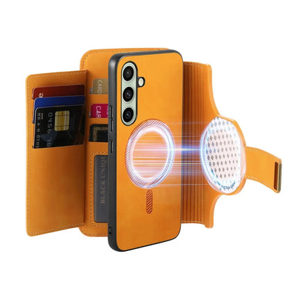 For Samsung Galaxy A35 5G Magnetic Leather Case with Detachable RFID Blocking Zipper Wallet Cover