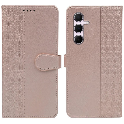 For Samsung Galaxy A36 5G / A56 5G Case Magnetic Clasp Four Leaf Clover Leather Phone Cover - Rose Gold