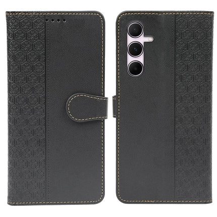 For Samsung Galaxy A36 5G / A56 5G Case Magnetic Clasp Four Leaf Clover Leather Phone Cover - Black