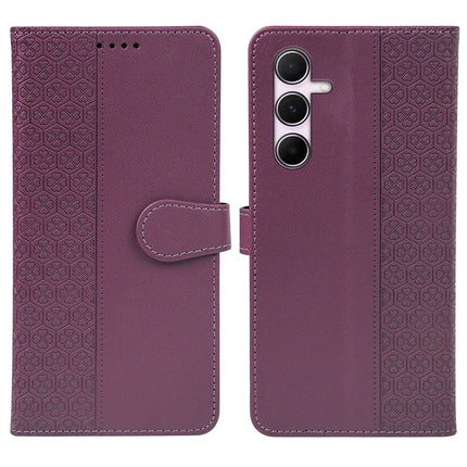 For Samsung Galaxy A36 5G / A56 5G Case Magnetic Clasp Four Leaf Clover Leather Phone Cover - Dark Purple