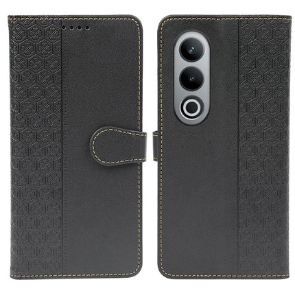 For OnePlus 12R 5G / Ace 3 5G Case Magnetic Clasp Four Leaf Clover Leather Phone Cover - Black