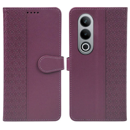 For OnePlus 12R 5G / Ace 3 5G Case Magnetic Clasp Four Leaf Clover Leather Phone Cover - Dark Purple