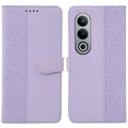 For OnePlus 12R 5G / Ace 3 5G Case Magnetic Clasp Four Leaf Clover Leather Phone Cover - Light Purple