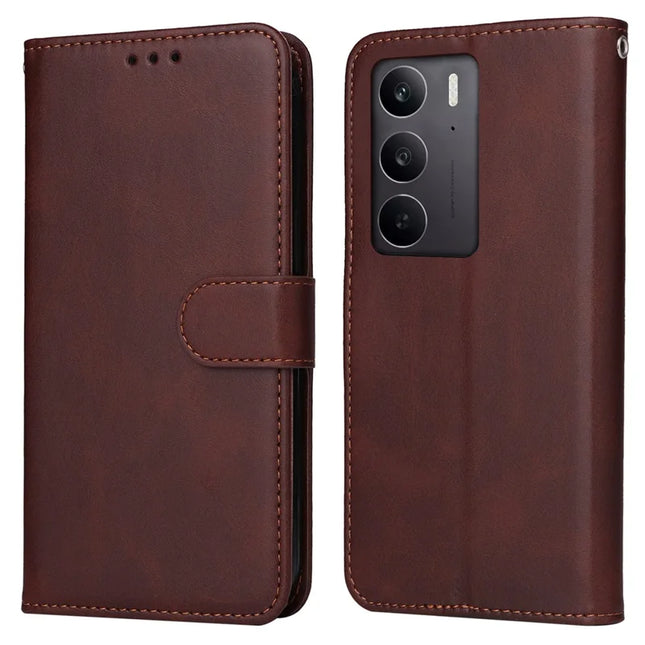 For Realme 14x 5G / C75 Case Wallet PU Leather Folio Flip Phone Cover - Brown