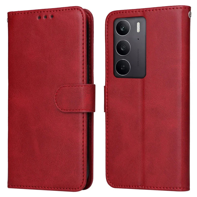 For Realme 14x 5G / C75 Case Wallet PU Leather Folio Flip Phone Cover - Red