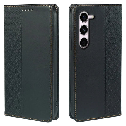 For Samsung Galaxy S23 Case Four Leaf Clover Leather Flip Phone Cover Stand Wallet - Black