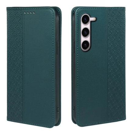 For Samsung Galaxy S23 Case Four Leaf Clover Leather Flip Phone Cover Stand Wallet - Green