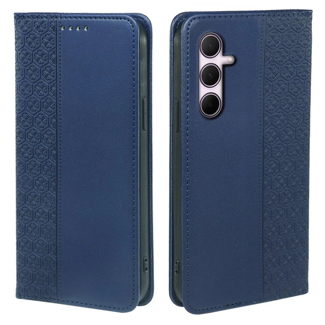 For Samsung Galaxy A06s Case Four Leaf Clover Leather Flip Phone Cover Stand Wallet - Blue