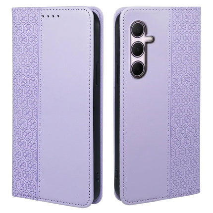 For Samsung Galaxy A06s Case Four Leaf Clover Leather Flip Phone Cover Stand Wallet - Light Purple