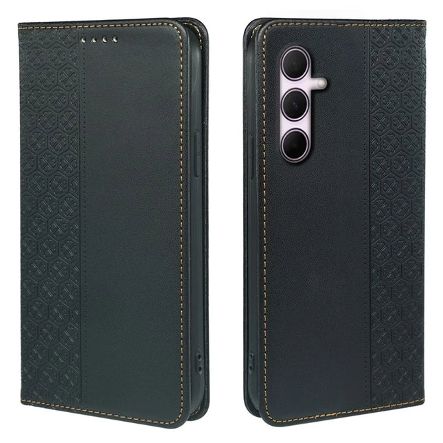 For Samsung Galaxy A36 5G / A56 5G Case Four Leaf Clover Leather Flip Phone Cover Stand Wallet - Black