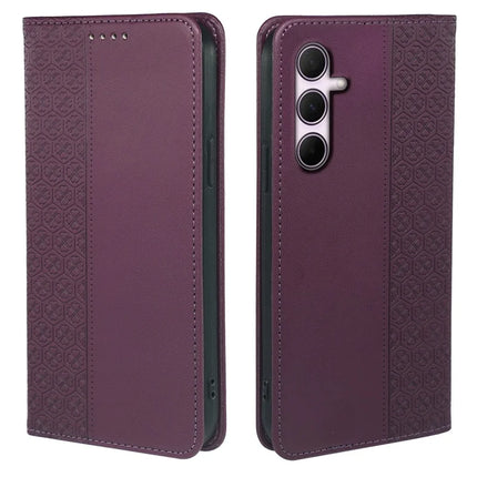 For Samsung Galaxy A36 5G / A56 5G Case Four Leaf Clover Leather Flip Phone Cover Stand Wallet - Dark Purple