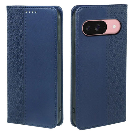 For Google Pixel 9 / Pixel 9 Pro Case Four Leaf Clover Leather Flip Phone Cover Stand Wallet - Blue