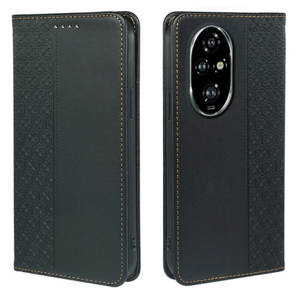 For Honor 200 5G Case Four Leaf Clover Leather Flip Phone Cover Stand Wallet - Black