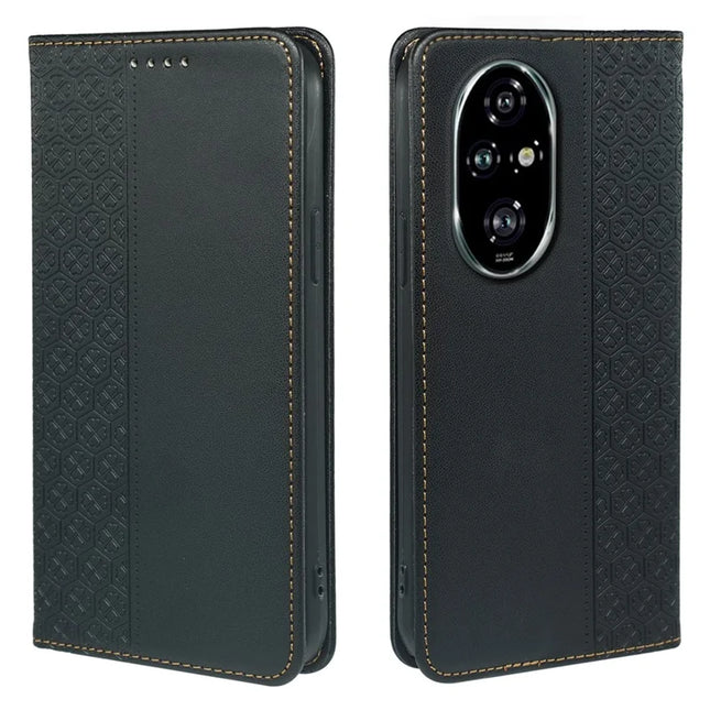 For Honor 200 5G Case Four Leaf Clover Leather Flip Phone Cover Stand Wallet - Black