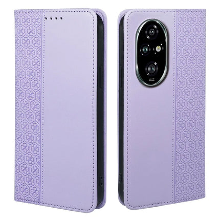 For Honor 200 5G Case Four Leaf Clover Leather Flip Phone Cover Stand Wallet - Light Purple