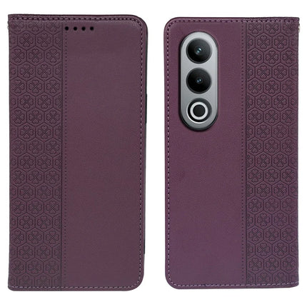 For OnePlus Nord CE4 5G Case Four Leaf Clover Leather Flip Phone Cover Stand Wallet - Dark Purple