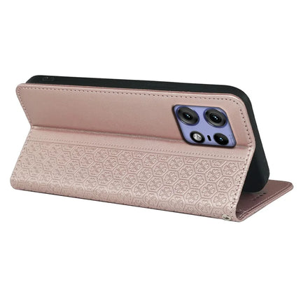 For Motorola Edge 50 Pro 5G Case Four Leaf Clover Leather Flip Phone Cover Stand Wallet