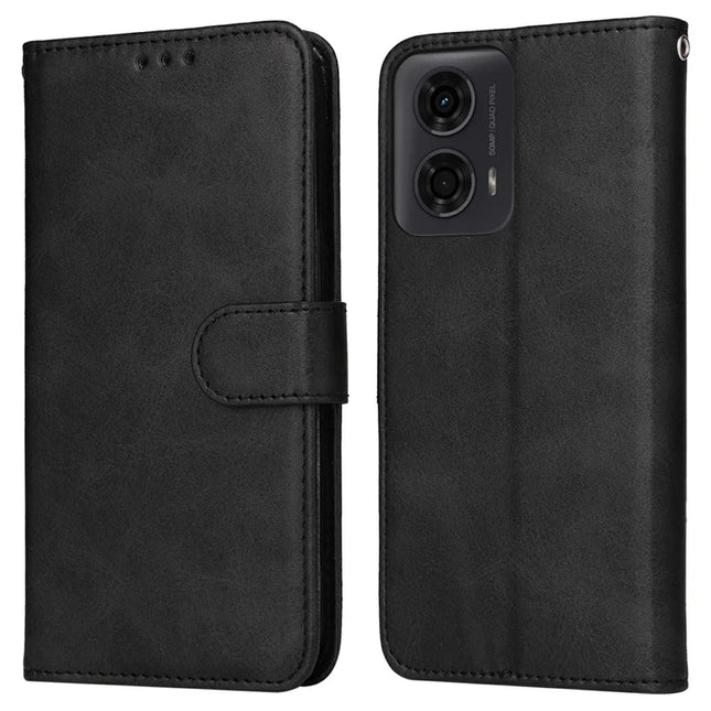 Wallet Case for Motorola Moto G04 4G  /  G04s 4G  /  G24 4G  /  E14 4G Leather Phone Cover - Black