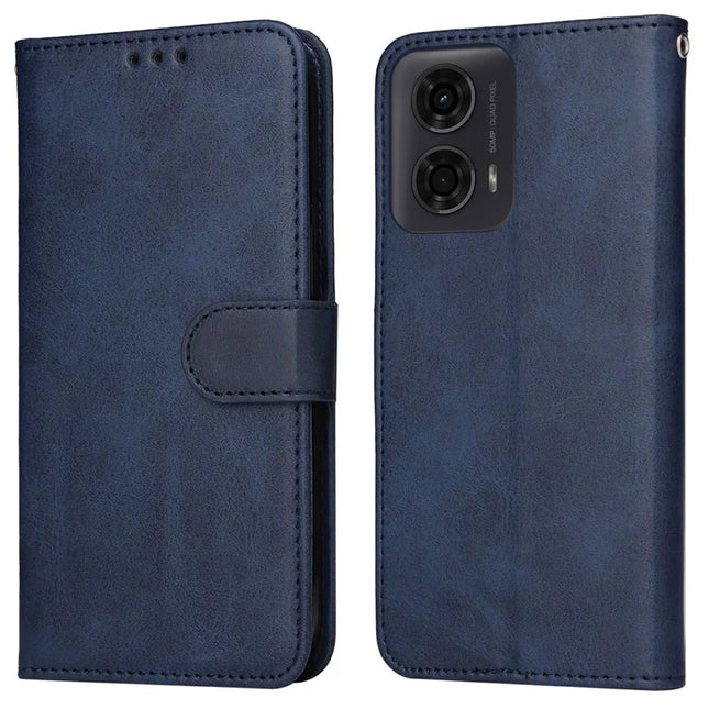 Wallet Case for Motorola Moto G04 4G  /  G04s 4G  /  G24 4G  /  E14 4G Leather Phone Cover - Blue