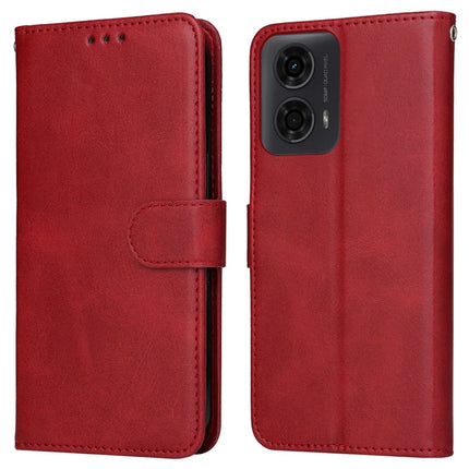 Wallet Case for Motorola Moto G04 4G  /  G04s 4G  /  G24 4G  /  E14 4G Leather Phone Cover - Red