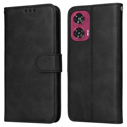 For Motorola Edge 50 Fusion 5G Case Wallet PU Leather Folio Flip Phone Cover - Black