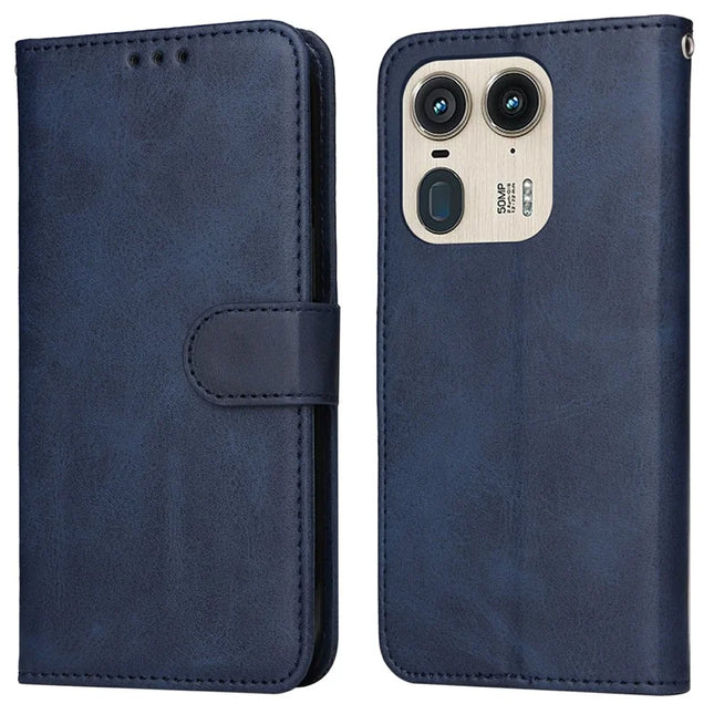 For Motorola Edge 50 Ultra 5G  /  Moto X50 Ultra 5G Case Wallet PU Leather Folio Flip Phone Cover - Blue