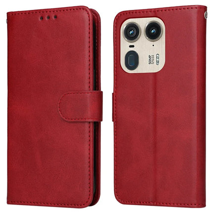 For Motorola Edge 50 Ultra 5G  /  Moto X50 Ultra 5G Case Wallet PU Leather Folio Flip Phone Cover - Red