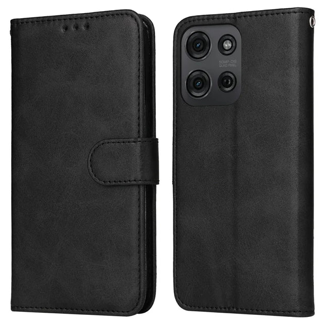 For Motorola Moto G75 5G Case Wallet PU Leather Folio Flip Phone Cover - Black