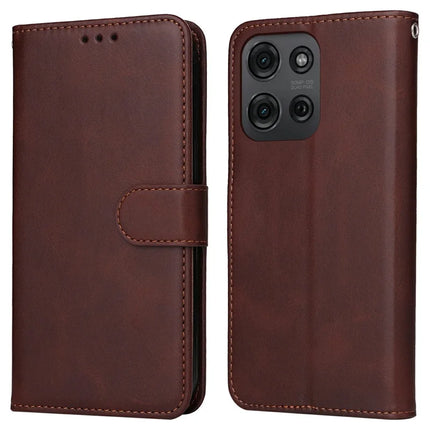 For Motorola Moto G75 5G Case Wallet PU Leather Folio Flip Phone Cover - Brown