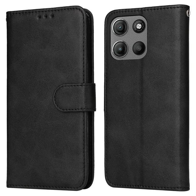 For Motorola Moto G15 4G  /  G15 Power 4G Case Wallet PU Leather Folio Flip Phone Cover - Black