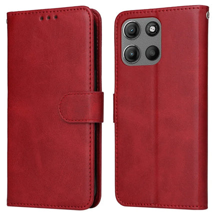 For Motorola Moto G15 4G  /  G15 Power 4G Case Wallet PU Leather Folio Flip Phone Cover - Red