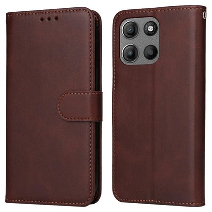 For Motorola Moto G15 4G  /  G15 Power 4G Case Wallet PU Leather Folio Flip Phone Cover - Brown