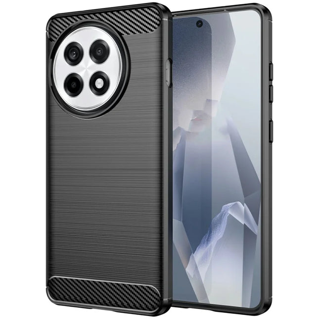 Phone Case for OnePlus 13R 5G / Ace 5 5G / Ace 5 Pro 5G Protective Cover Carbon Fiber Texture Brushed - Black