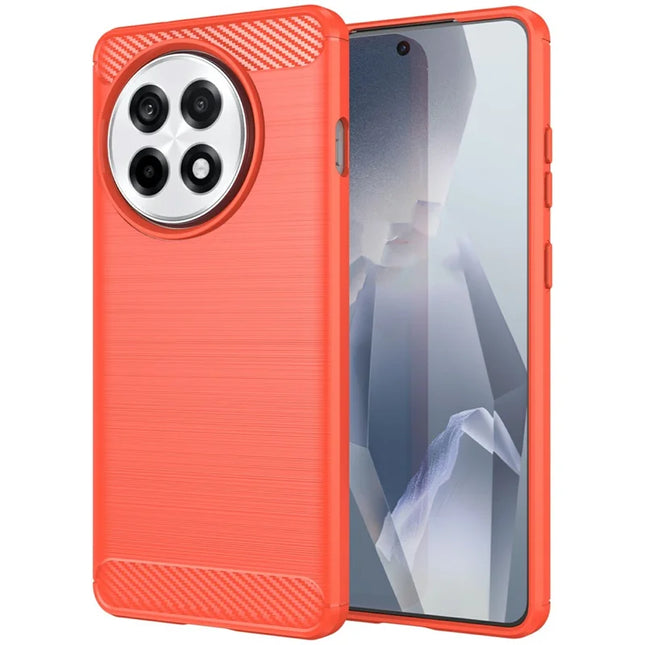 Phone Case for OnePlus 13R 5G / Ace 5 5G / Ace 5 Pro 5G Protective Cover Carbon Fiber Texture Brushed - Red