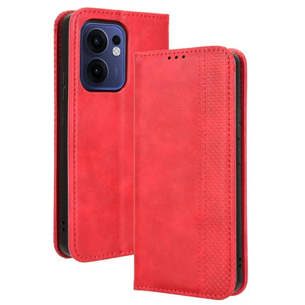 For Oppo Reno13 F 5G  /  Reno13 F 4G Leather Case Wallet Stand Retro Texture Phone Cover - Red