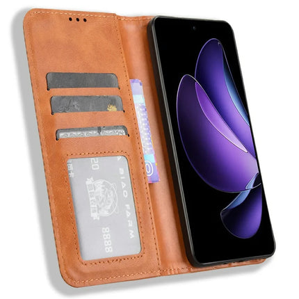For Oppo Reno13 F 5G  /  Reno13 F 4G Leather Case Wallet Stand Retro Texture Phone Cover